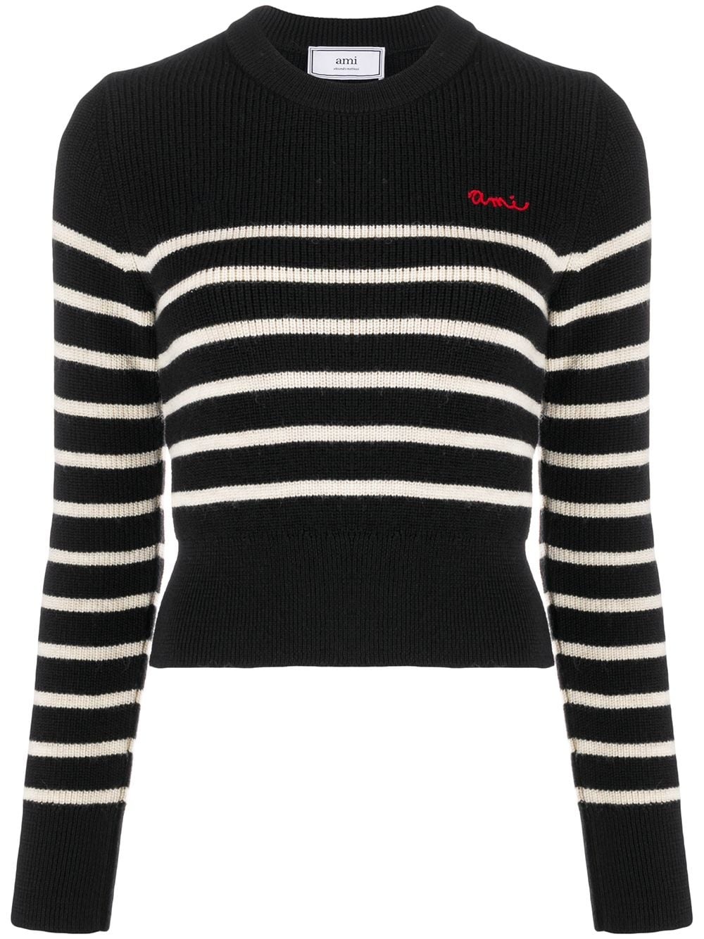 logo-embroidered striped jumper - 1