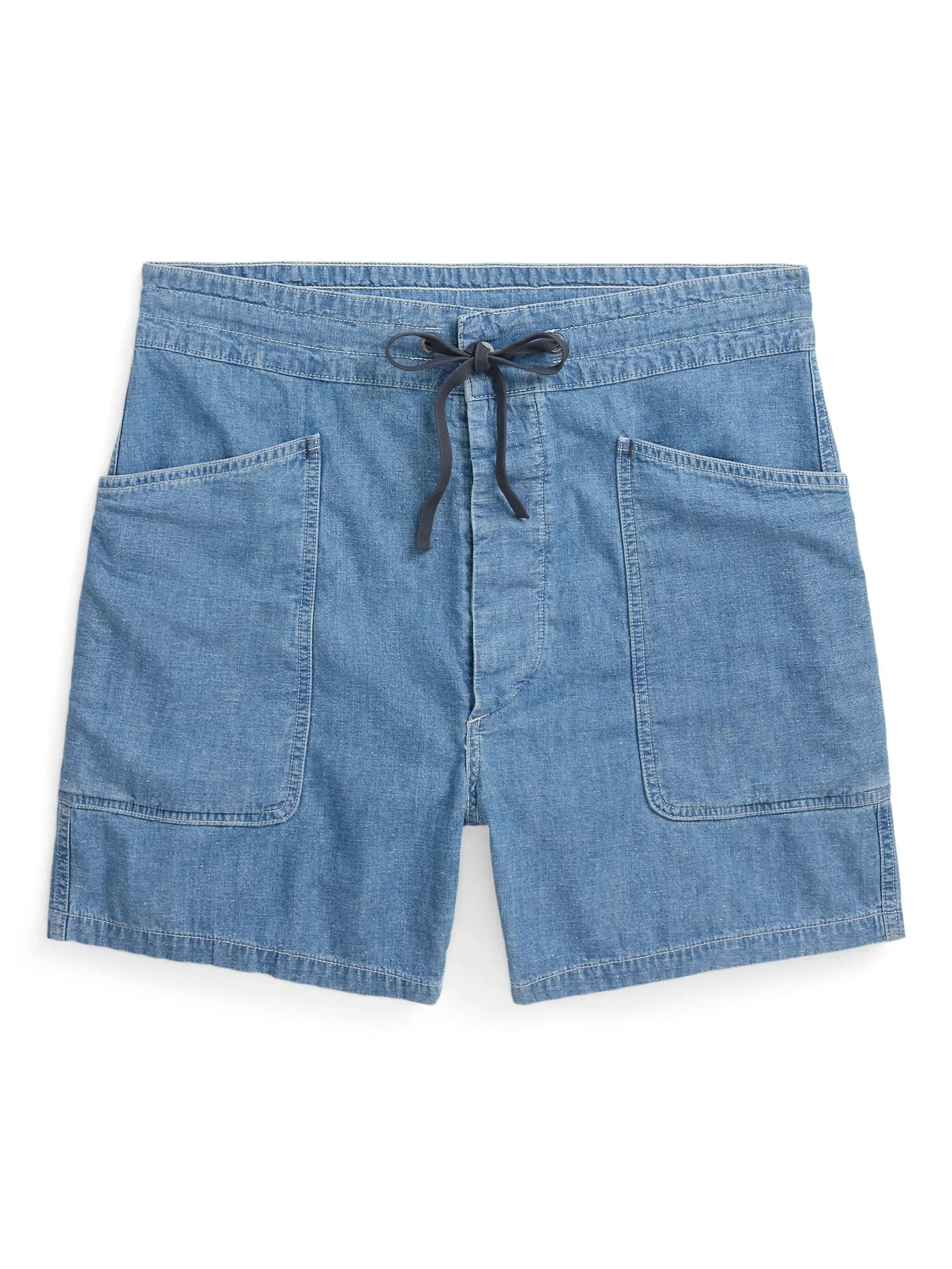 Indigo Cotton-Linen Chambray Short - 1