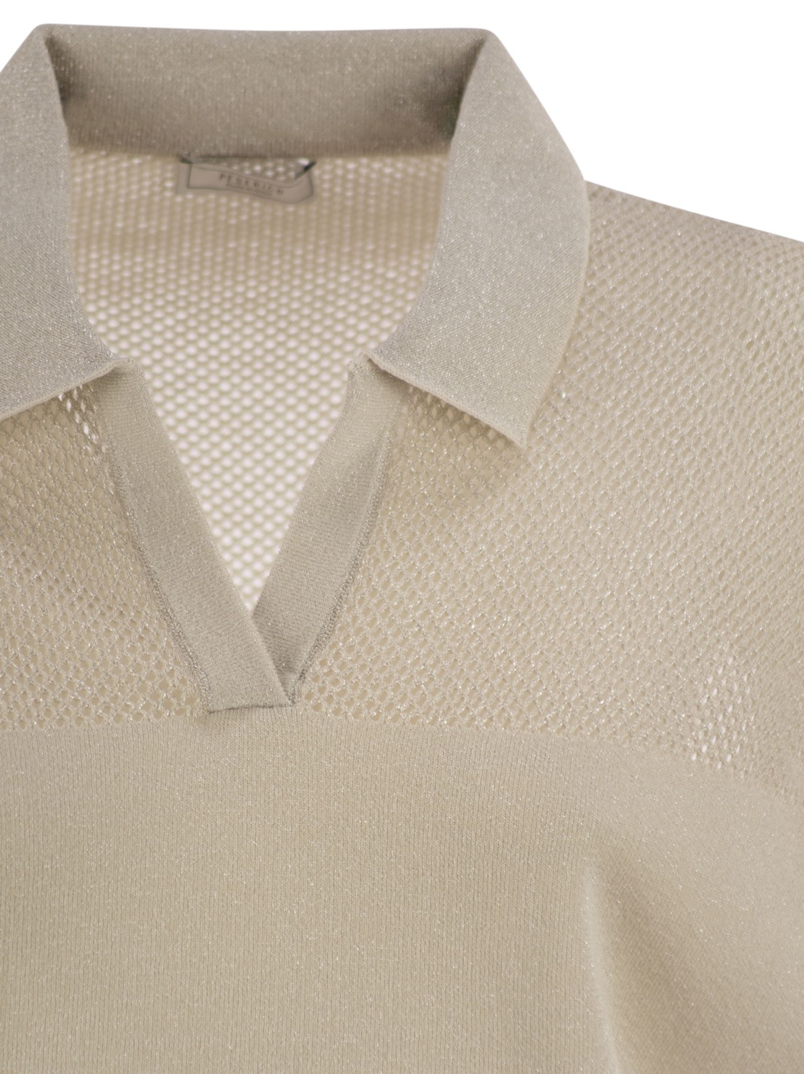 Peserico - Peserico Women Tricot Polo Shirt In Pure Cotton Crepe Yarn - 4