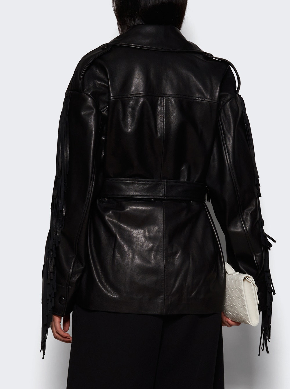 Cassidy Leather Fringe Jacket Black - 4