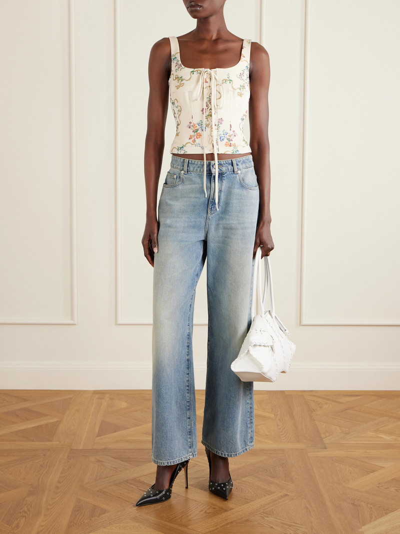 Alexander McQueen Floral-print Crepe Corset Top outlook