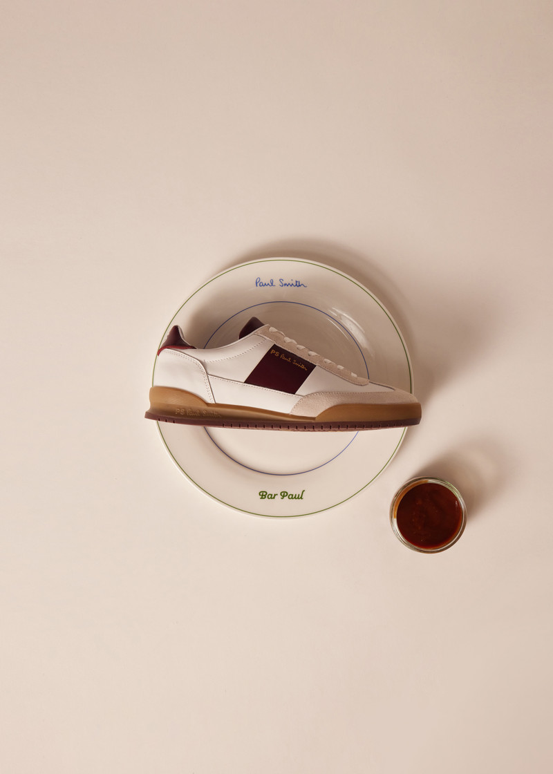 Paul Smith White And Bordeaux Leather 'Dover' Trainers outlook