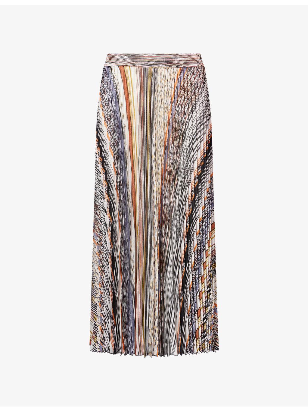 Pleated Graphic-Pattern Knit Midi Skirt - 1