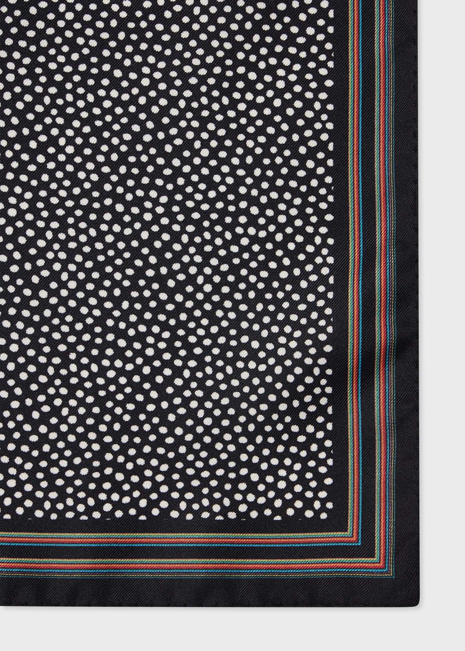 Black Polka Dot and 'Signature Stripe' Trim Pocket Square - 2