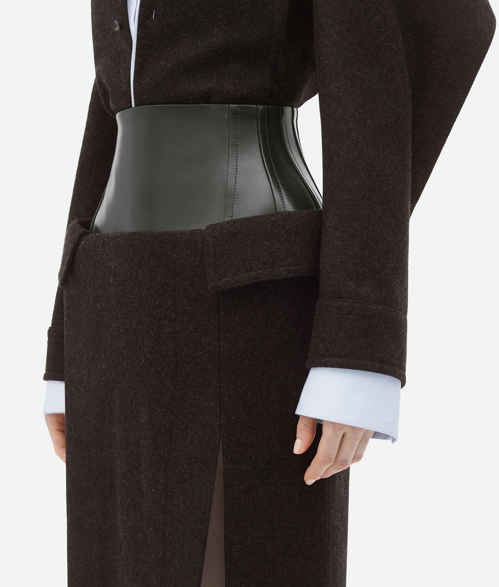 Leather And Wool Midi Skirt - 4