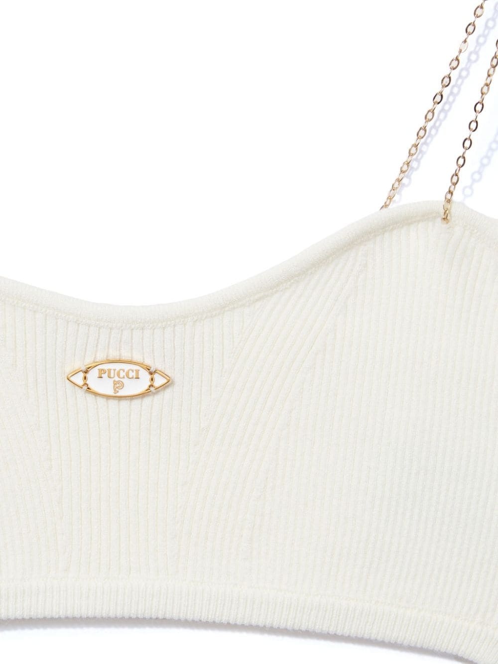 logo-plaque ribbed crop top - 3