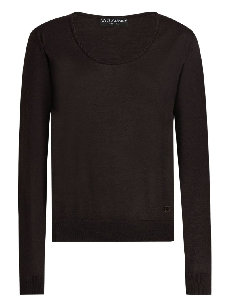 scoop-neck long-sleeve top 1