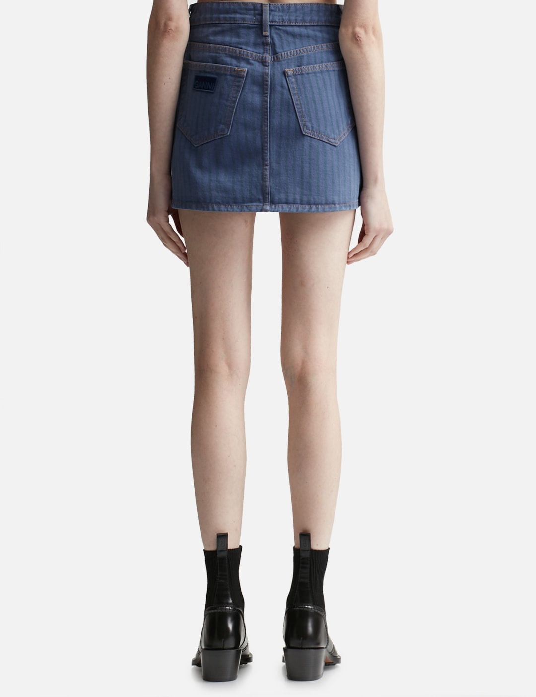 STRIPE OVERDYED DENIM MINI SKIRT - 3