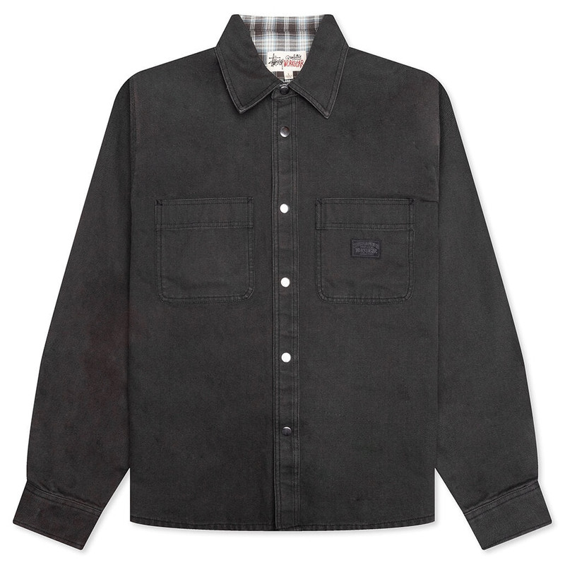 HEAVY WASHED CANVAS SHIRT - BLACK - 1