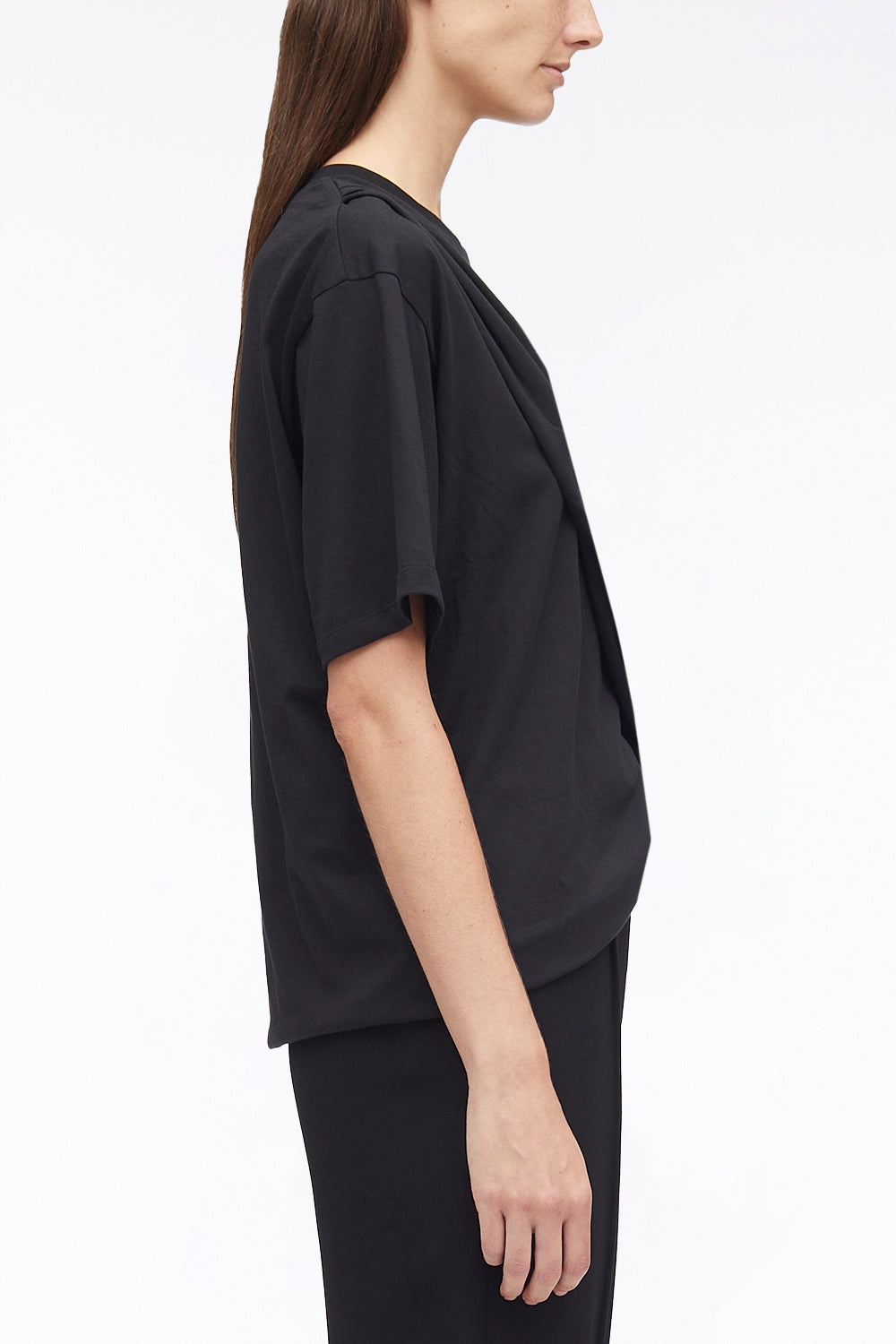 Short Sleeve Draped Cotton Jersey T-Shirt - 3