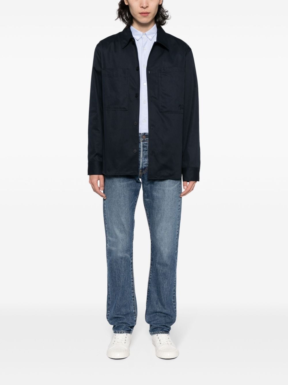 logo-embroidered cotton shirt - 2