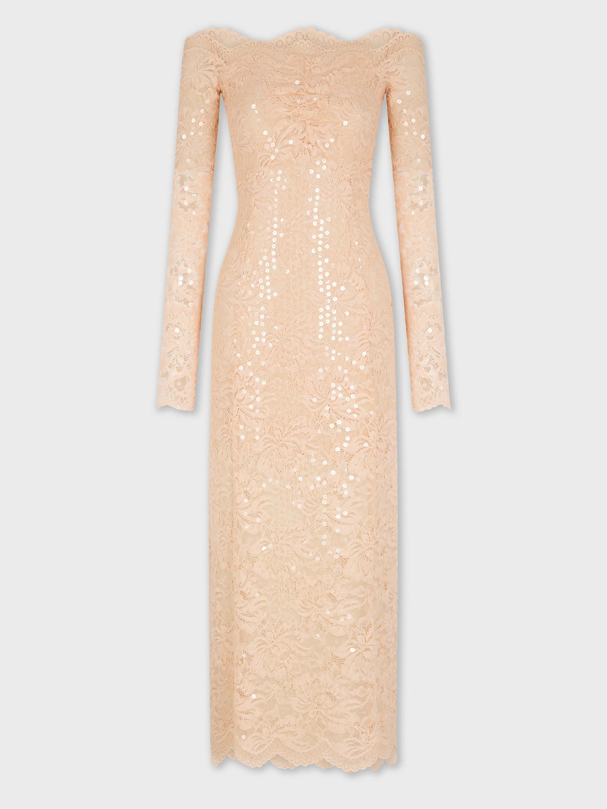 MIDI LACE DRESS WITH SEQUINS EMBROIDERIES - 1