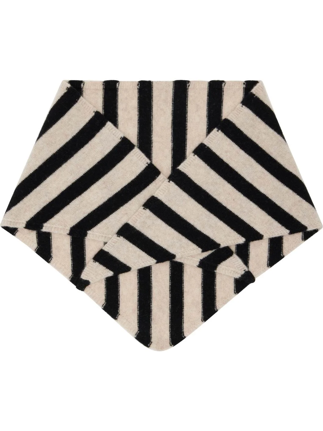 Off-White & Black Lambswool Stripe Neckerchief Scarf - 1