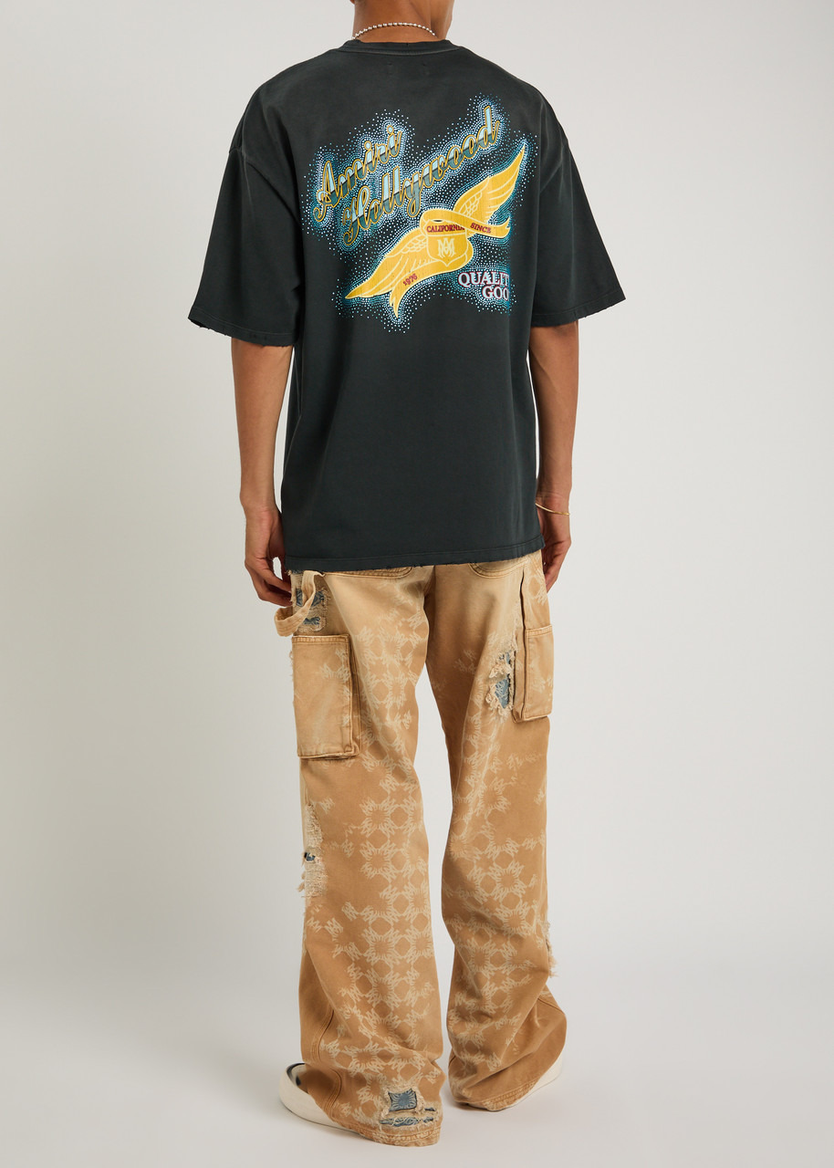 Amiri Crystal Amiri Wings Embellished Cotton T-shirt - 3