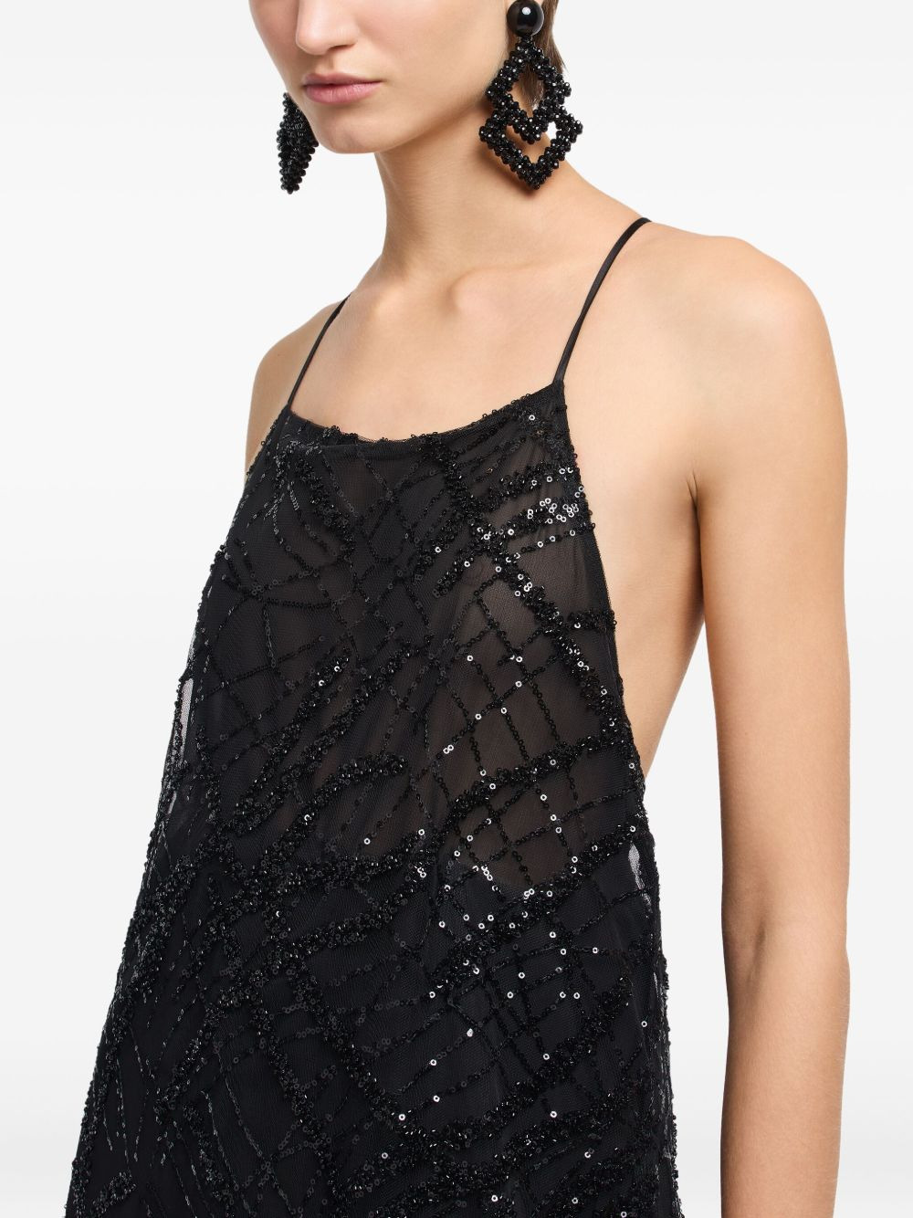 sequin-embellished backless mini dress - 4
