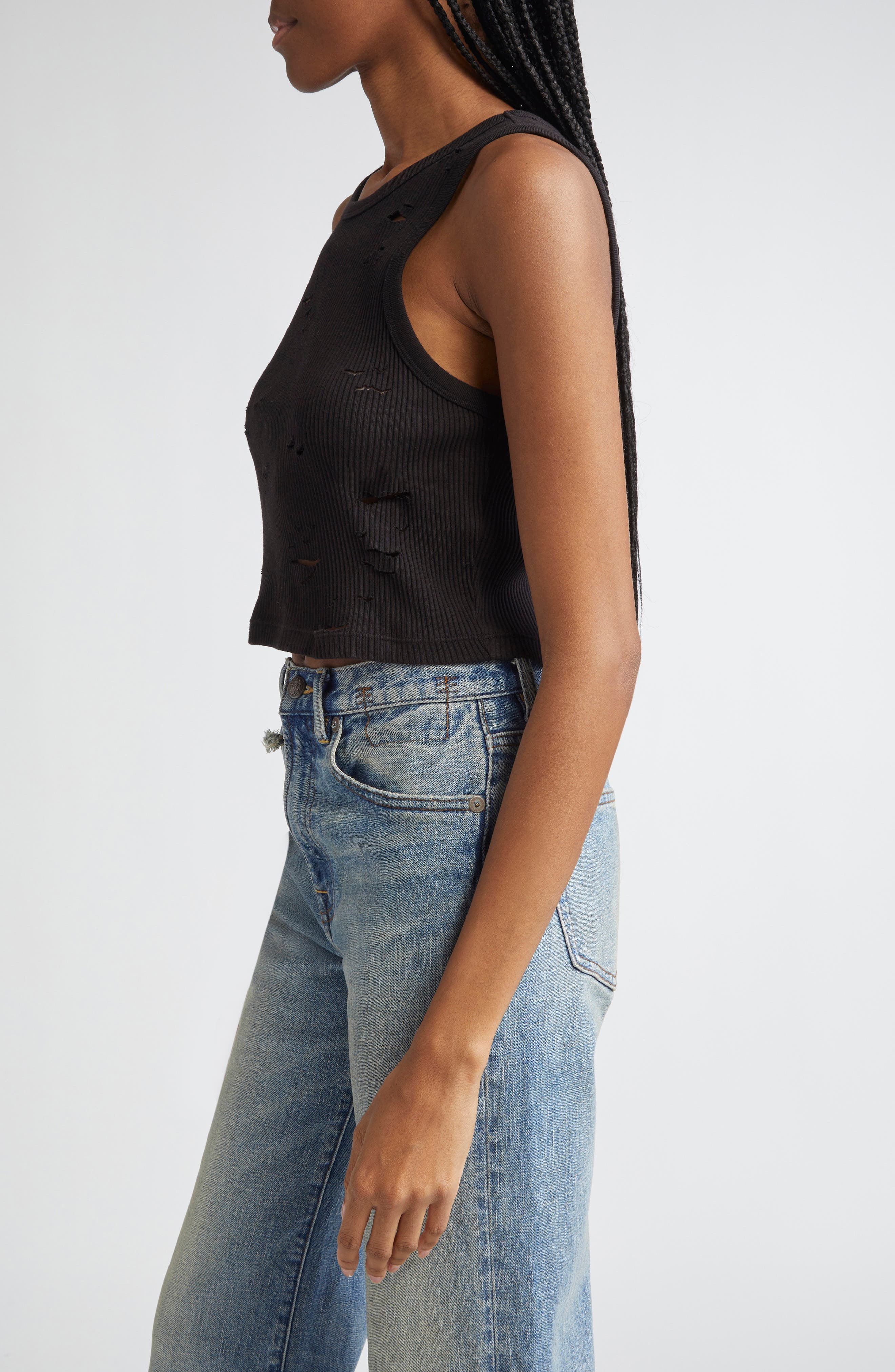 Distressed Cotton Crop Tank - 4