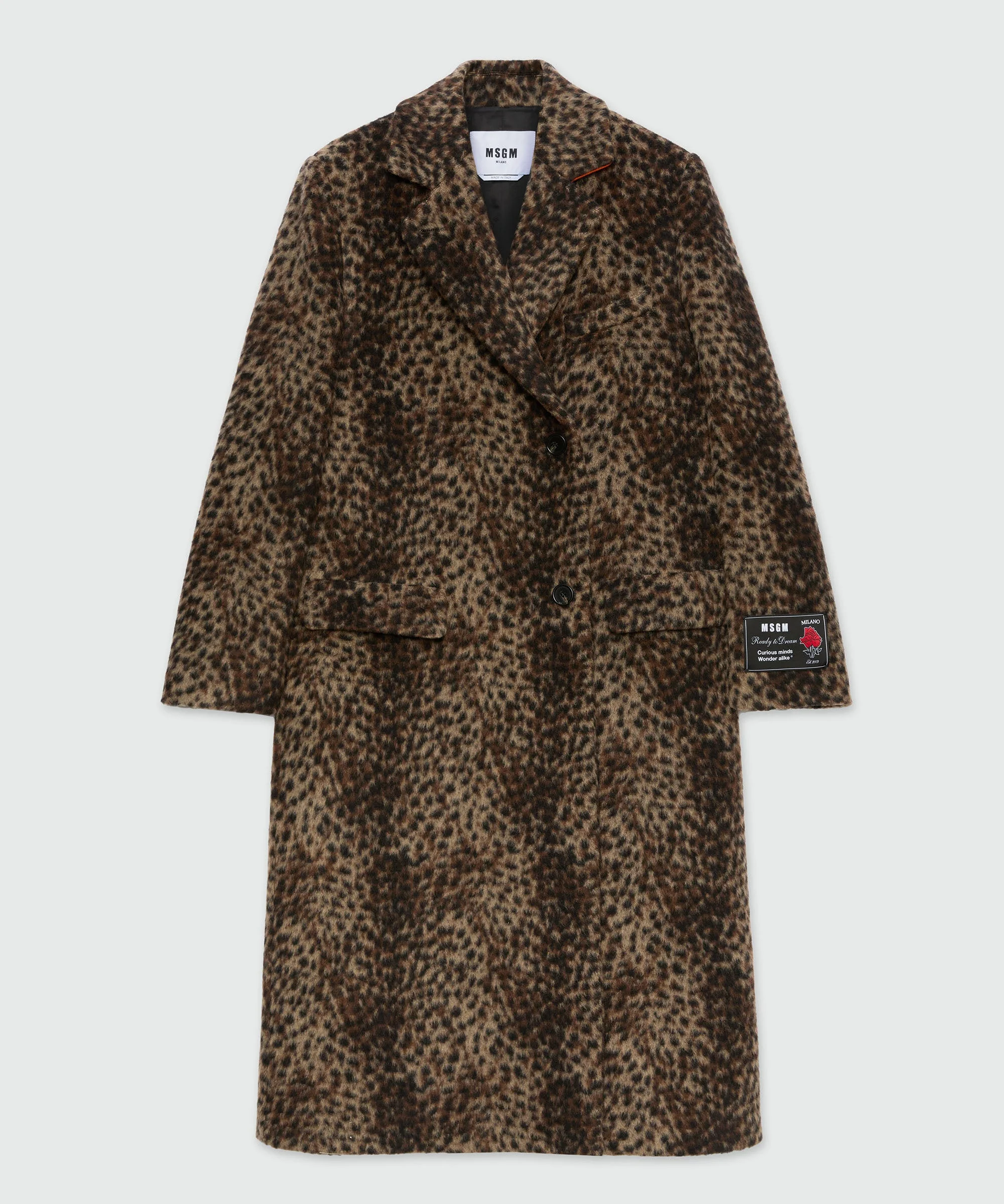 Wool cloth coat with lynx-effect pattern - 1