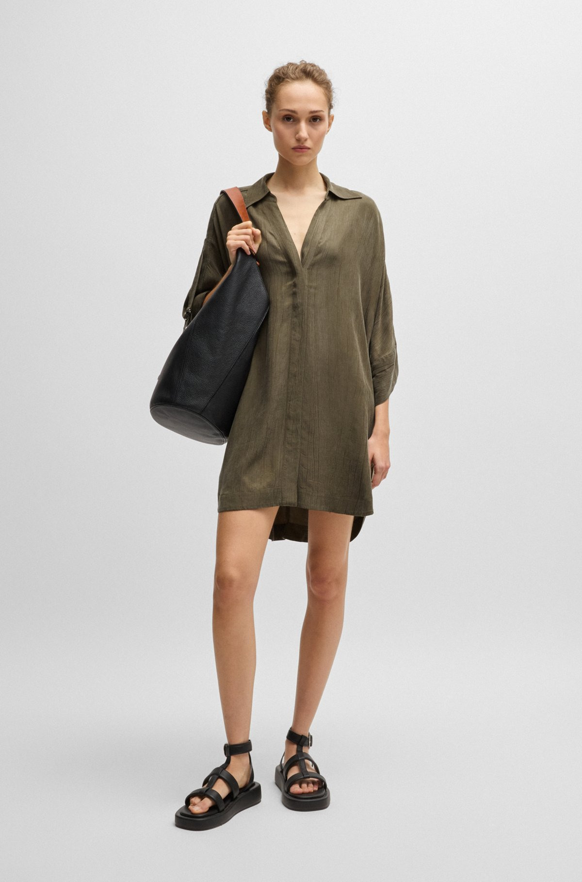 RELAXED-FIT SHIRT DRESS WITH CONCEALED CLOSURE - 2