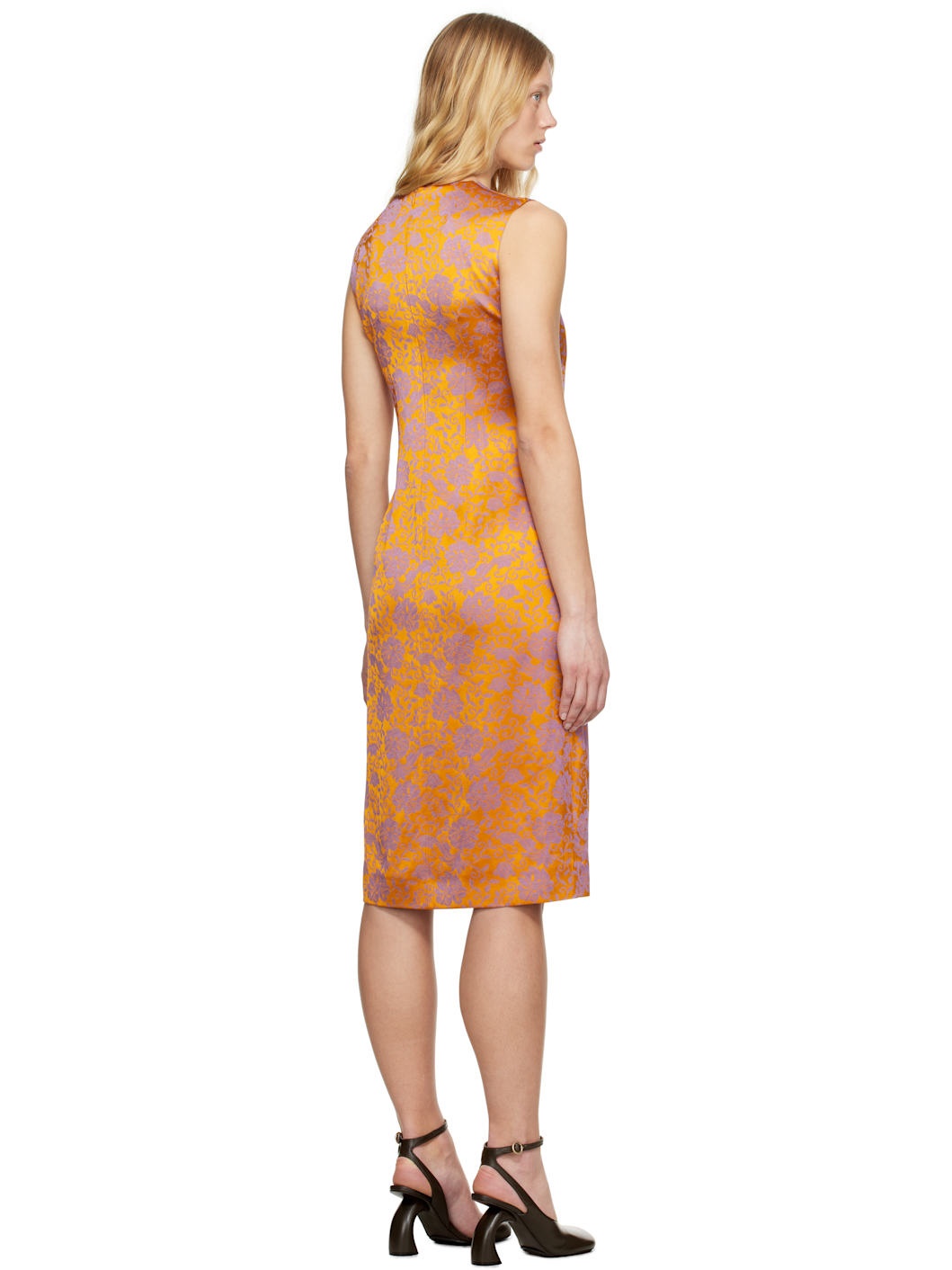 Orange & Purple Floral Midi Dress - 3