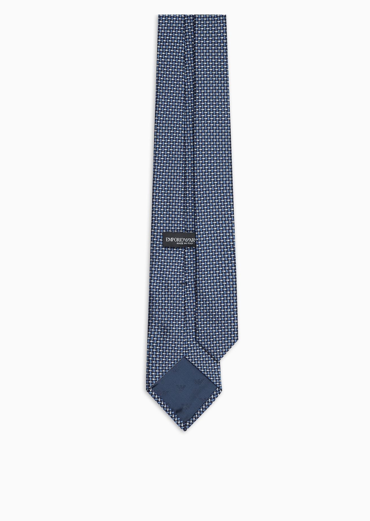 Pure silk tie with jacquard op-art motif - 3
