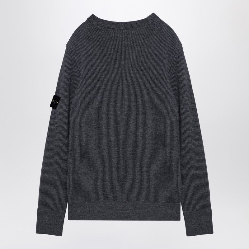 Stone Island Grey Ribbed Sweater In Wool Men - 2