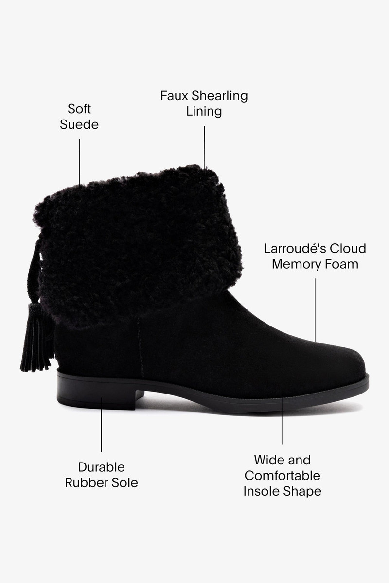 Verbier Bootie In Black Suede and Black Shearling 5