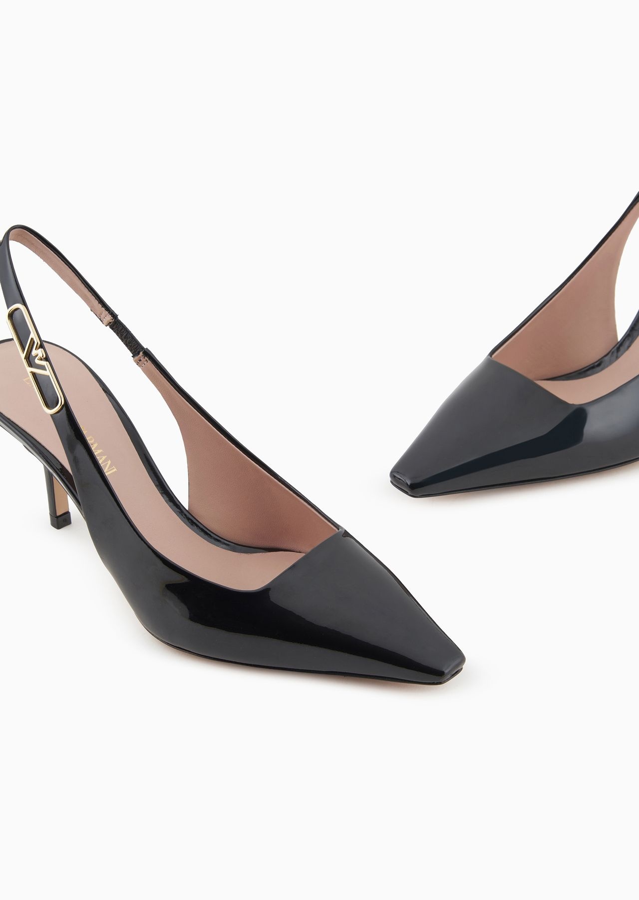 Patent-leather slingback court shoes with eagle plate - 7