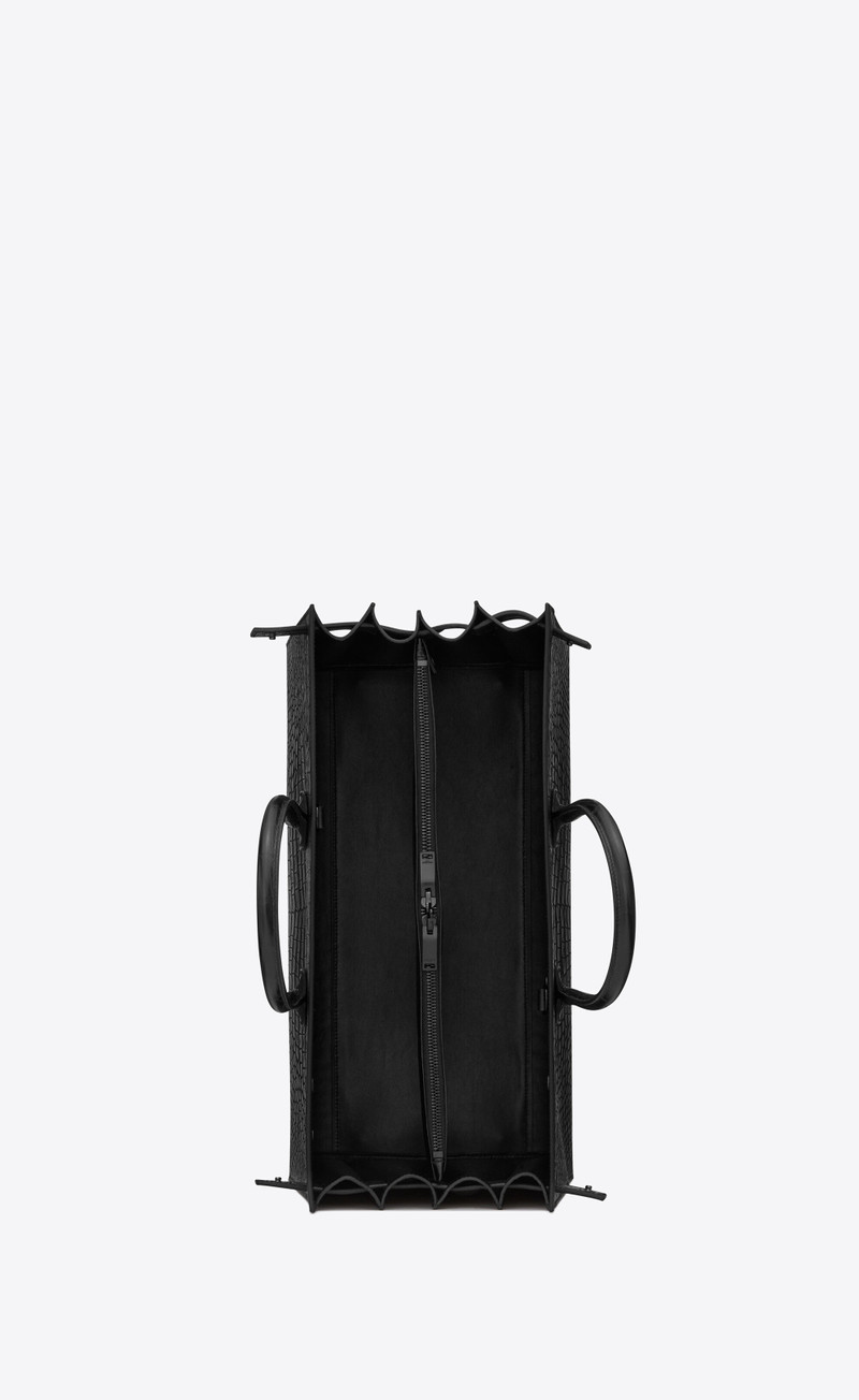 large sac de jour carry all bag in black crocodile embossed leather 4