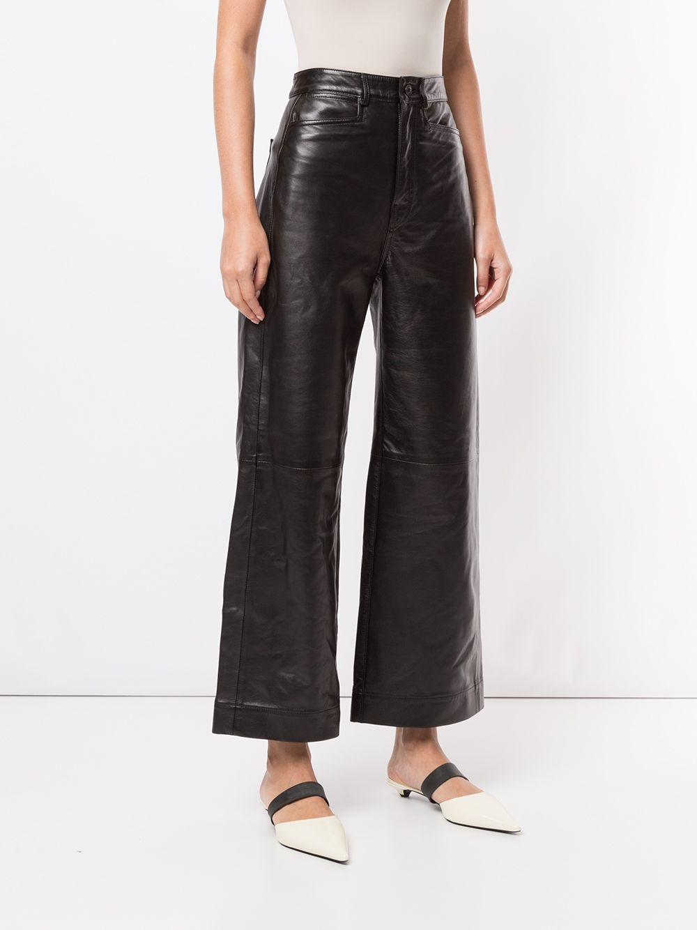 high-rise leather culottes - 3