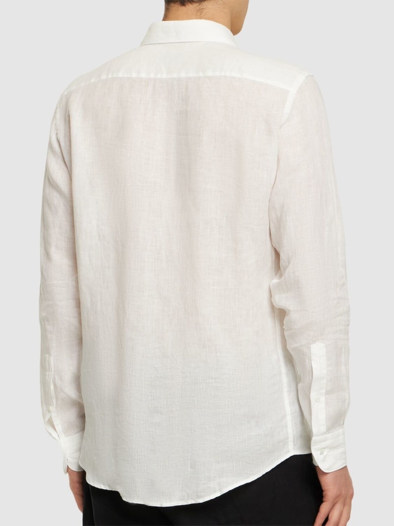 Solid pure linen long sleeve shirt - 3