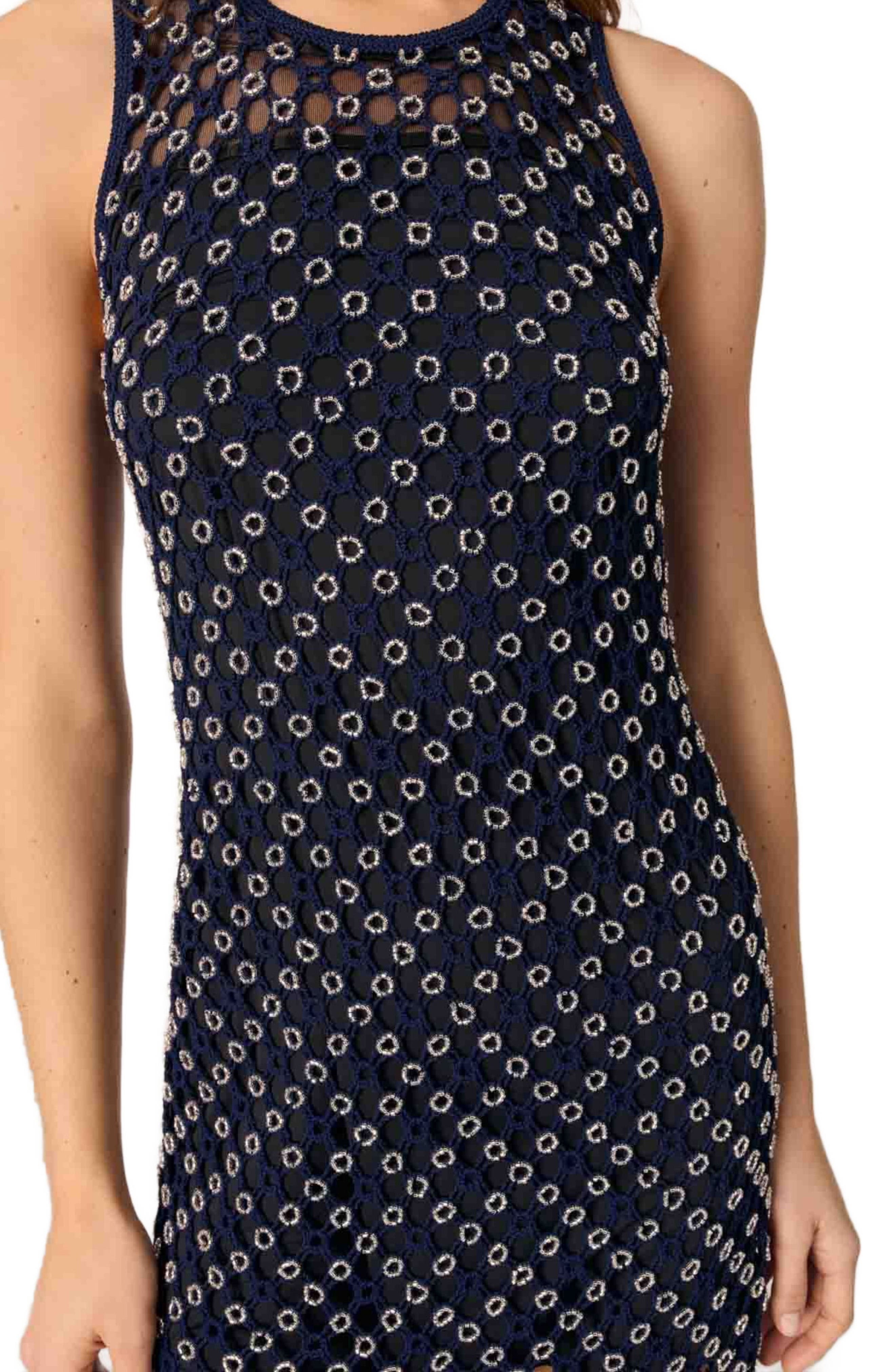 maje Beaded crochet maxi dress in Navy at Nordstrom - 6