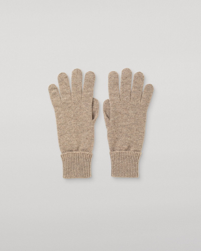 Turnback Cuff Women's Light Brown Cashmere Gloves 1
