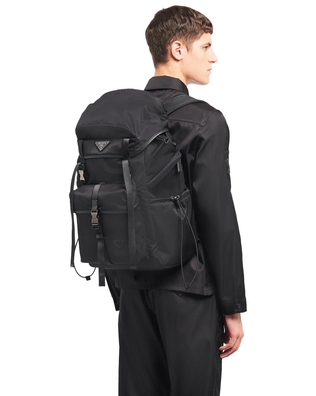 Re-Nylon and Saffiano leather backpack - 2