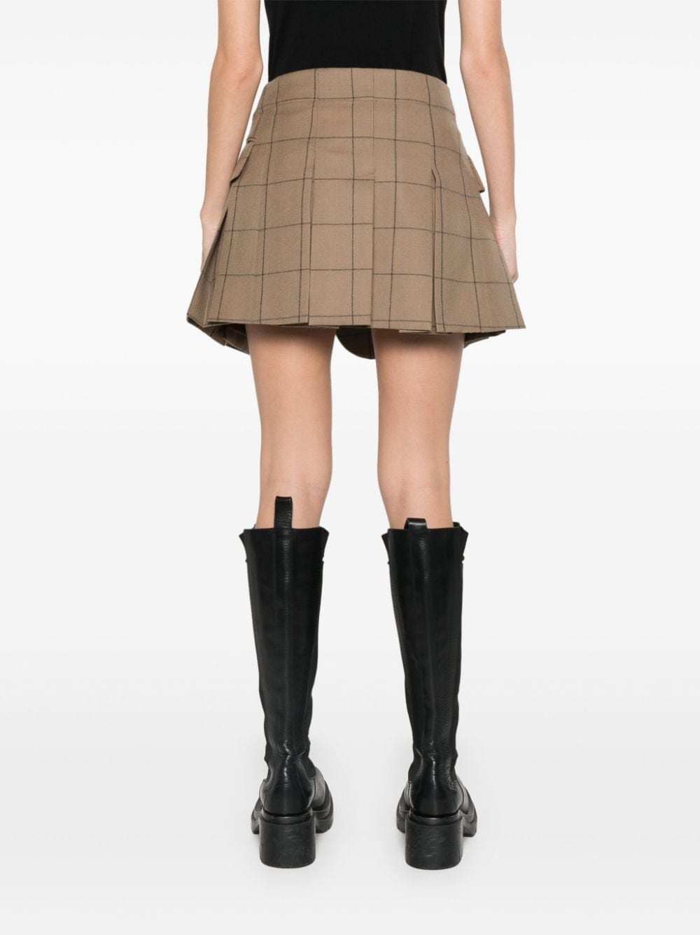 windowpane-print shorts - 4