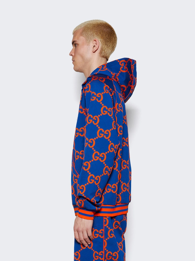 GG Cotton Jacquard Zip Jacket Blue and Orange 4