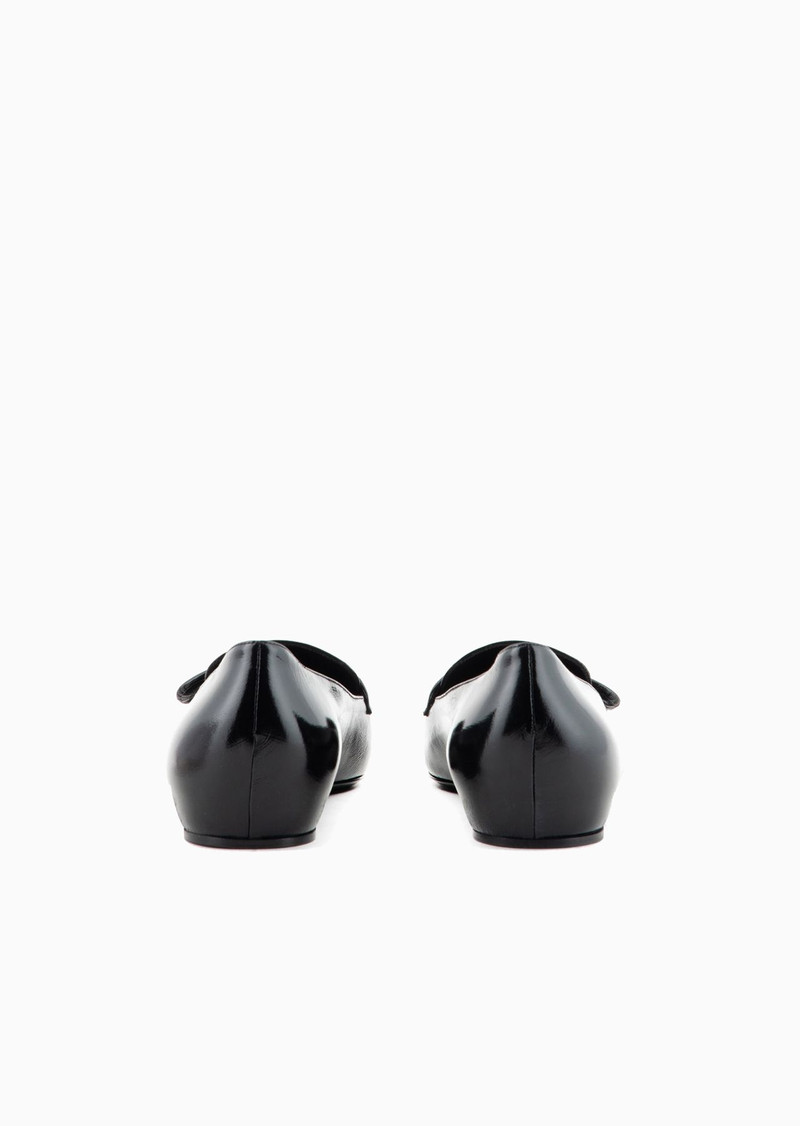 GIORGIO ARMANI Pointed-toe patent-leather loafers outlook