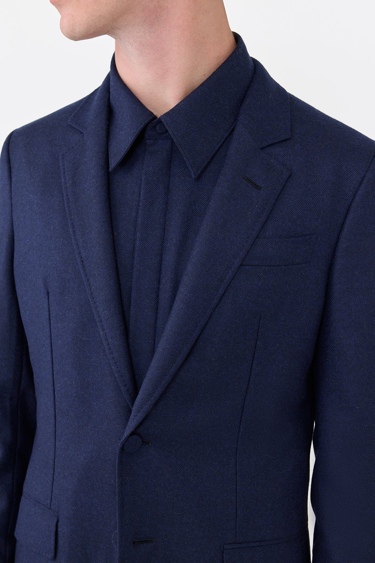 Irving Jacket in Navy Virgin Wool Cashmere - 5