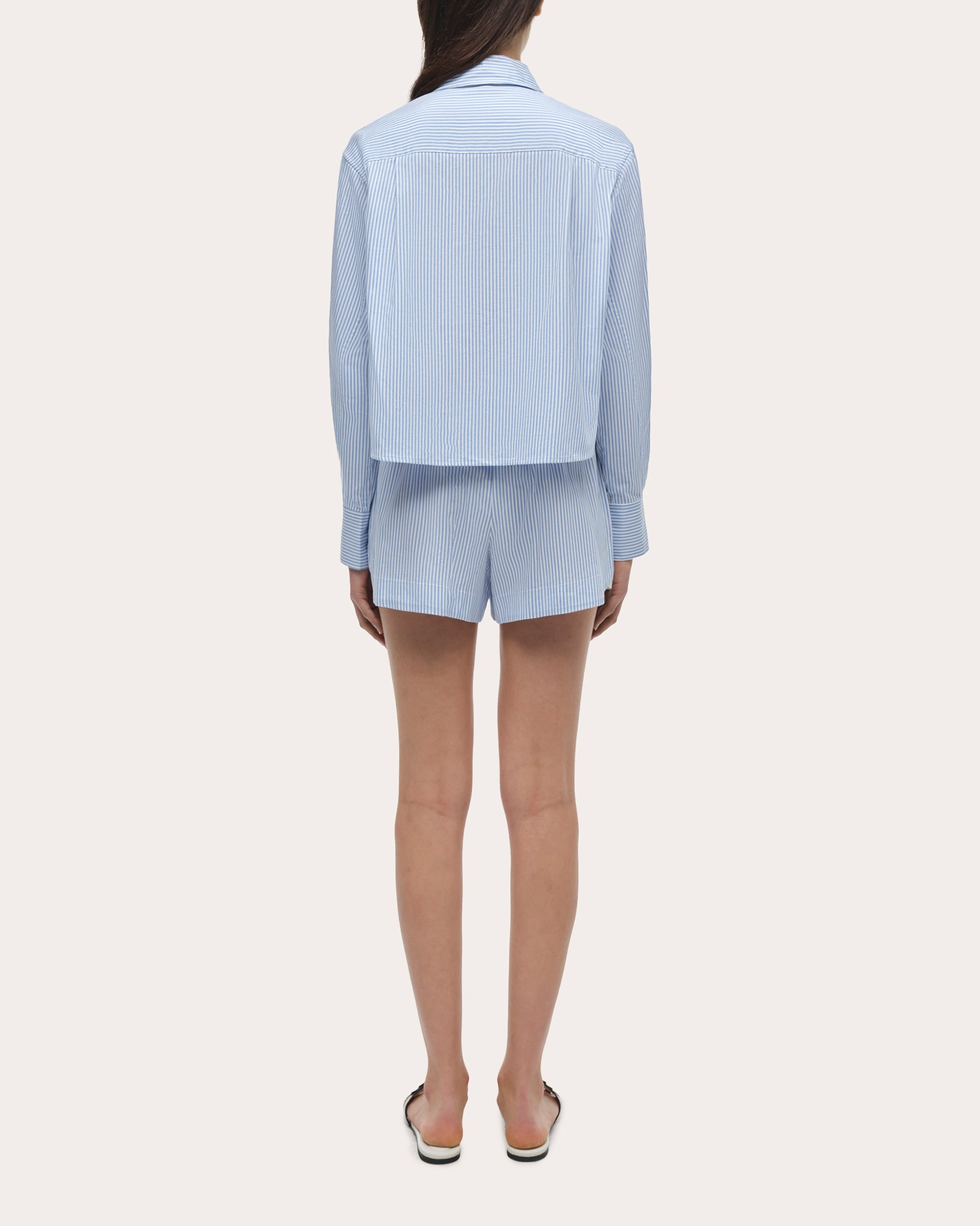 Renata Stripe Cotton Cropped Button-Up - 2