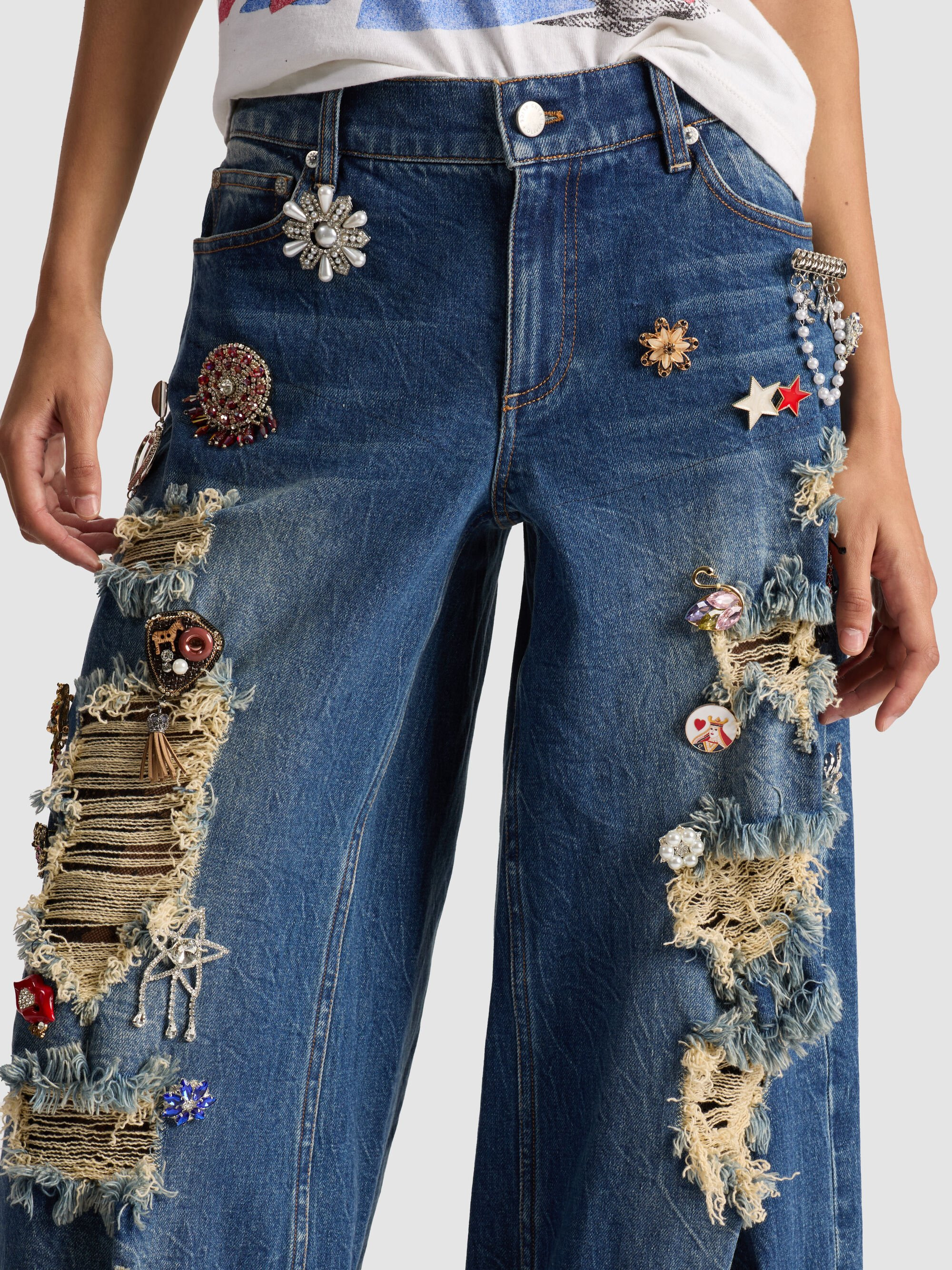 HARPER EMBELLISHED BAGGY JEAN - 6
