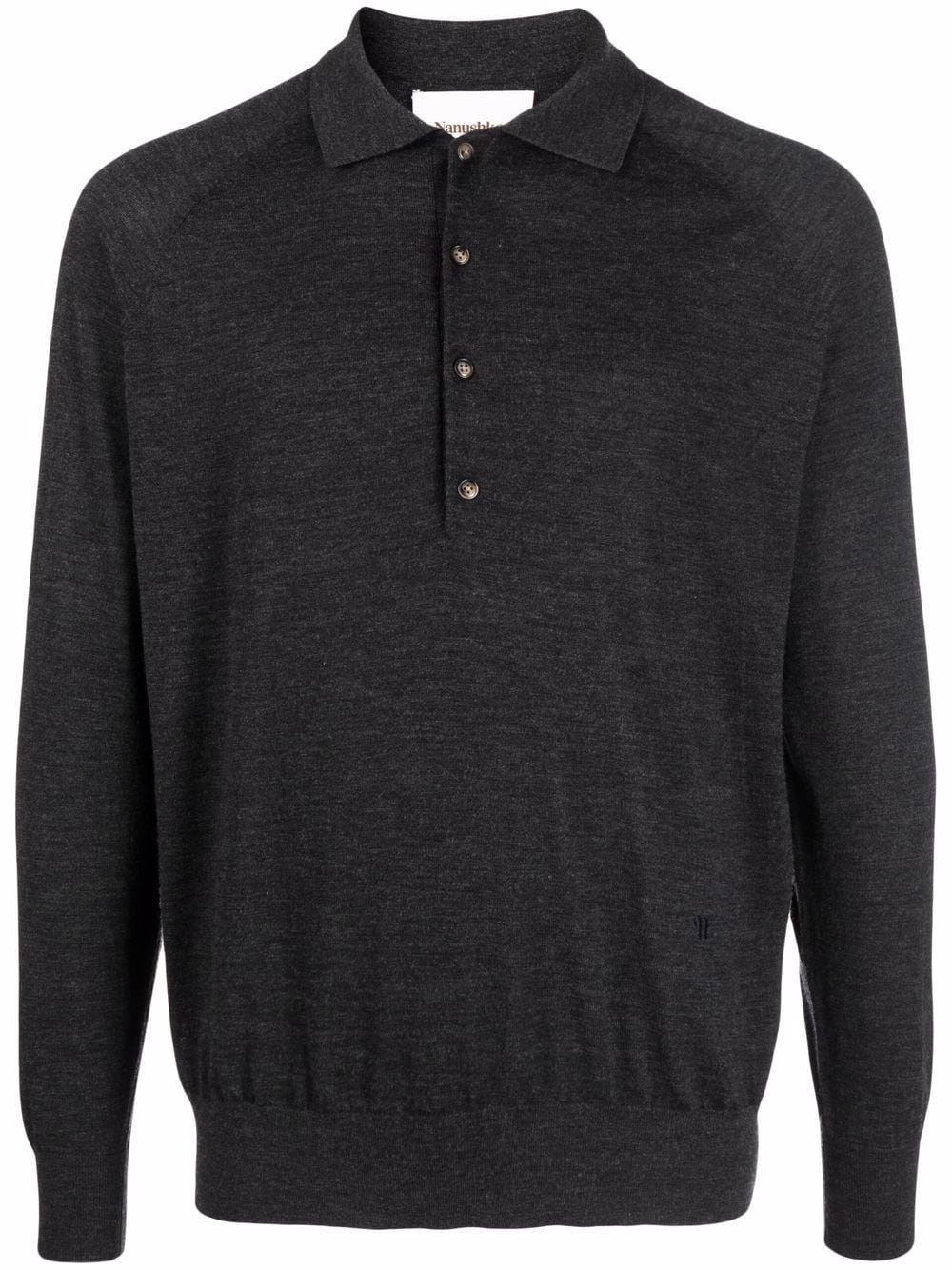 wool long-sleeve polo shirt - 1