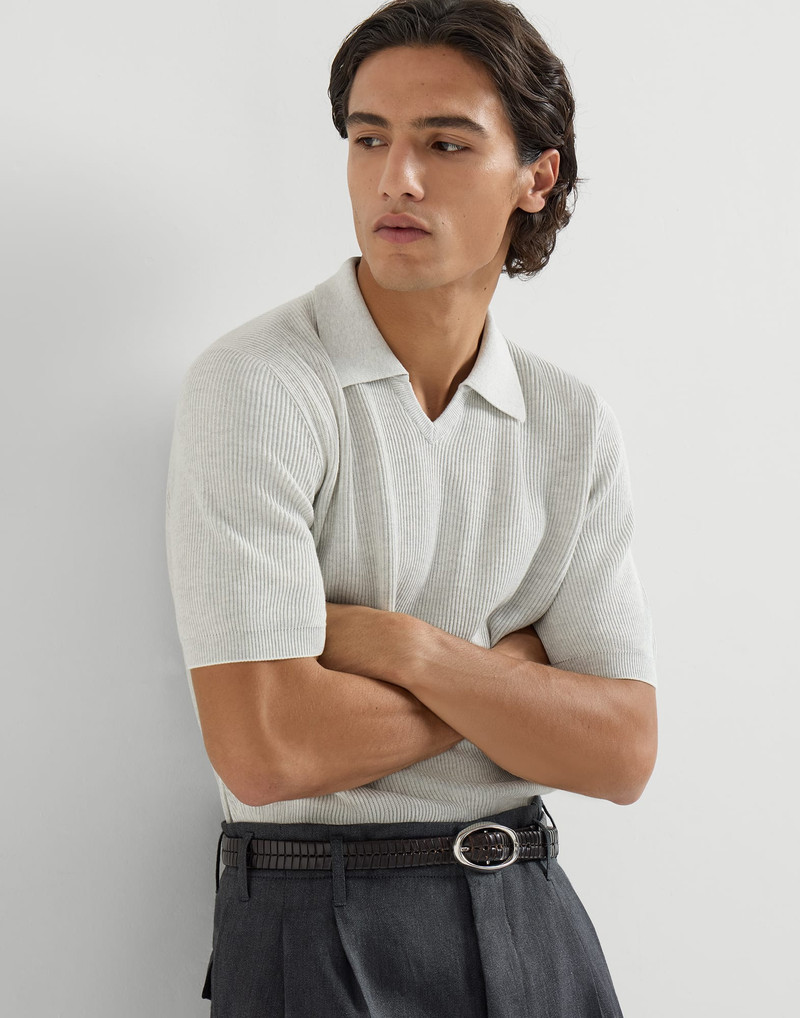 Cotton English rib knit polo 5