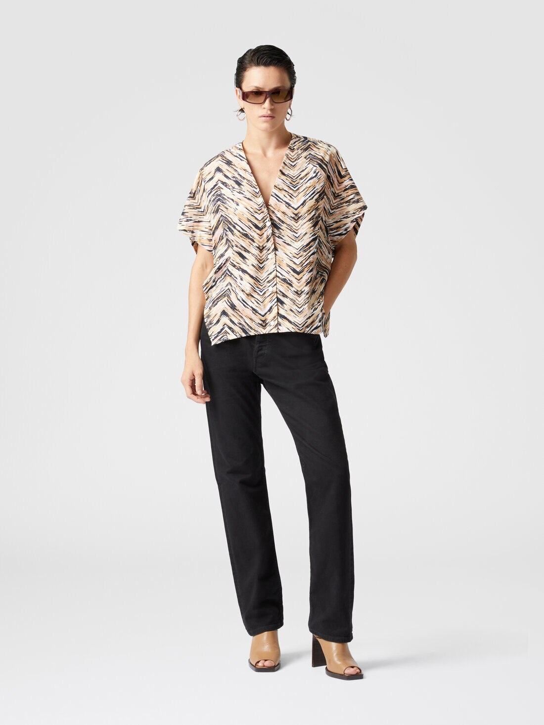 Animal print zig zag cotton poplin blouse - 2