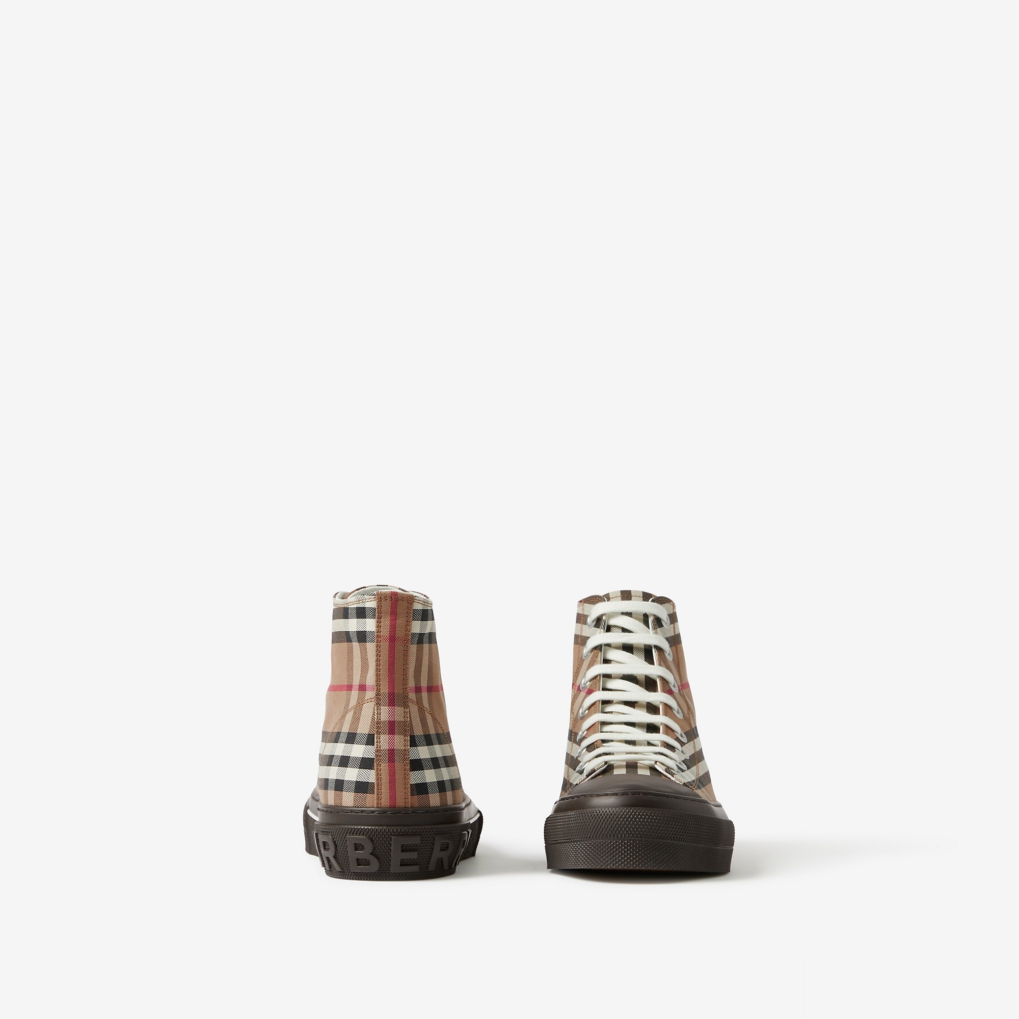 Vintage Check Cotton High-top Sneakers - 4