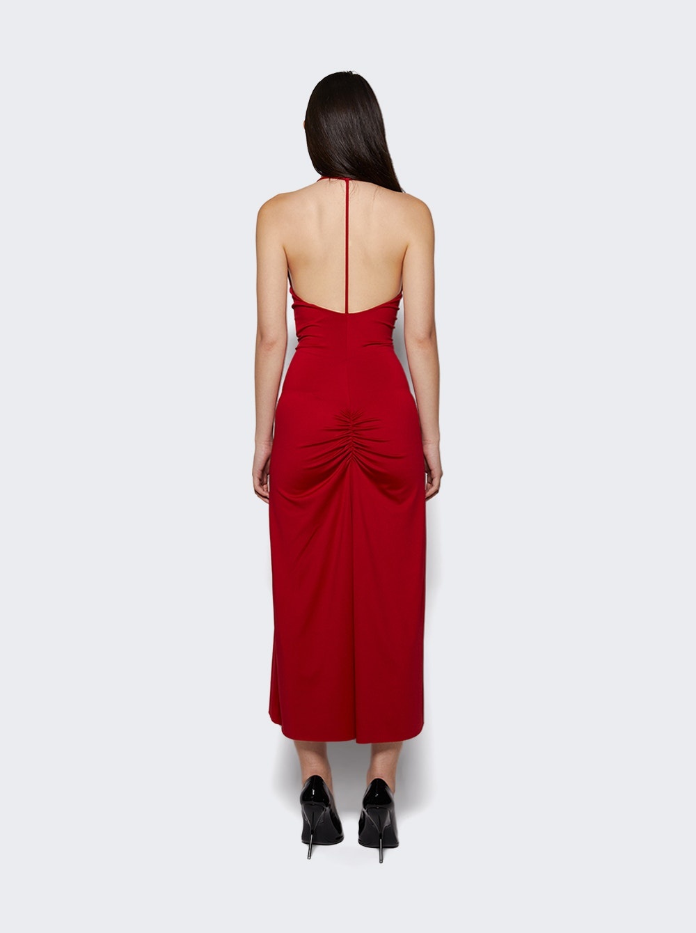 V-neck Ruched Midi Rose - 4