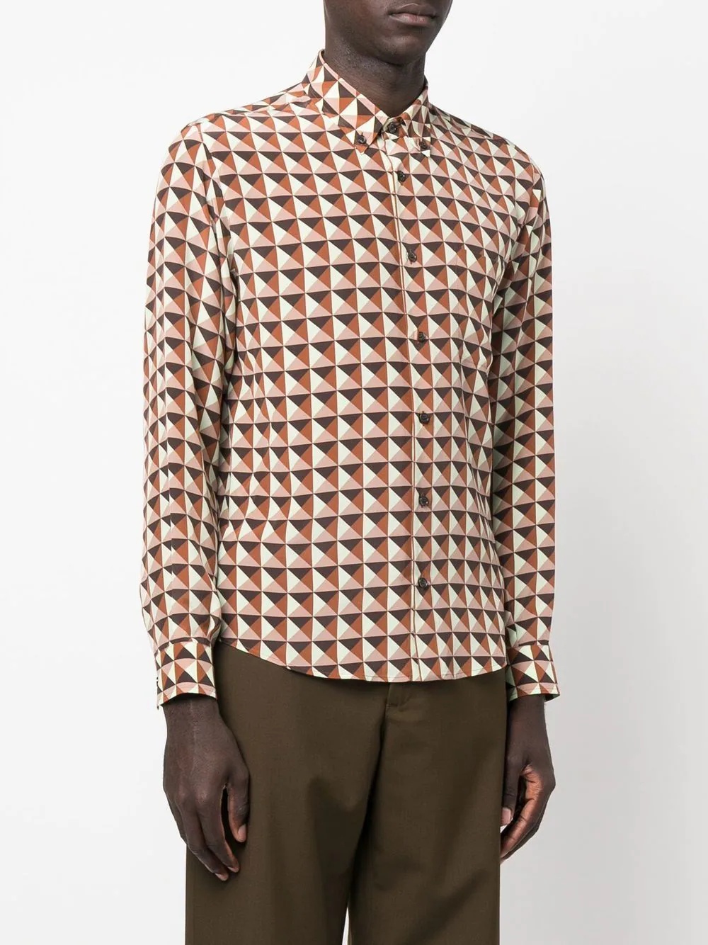 geometric-print silk shirt - 3