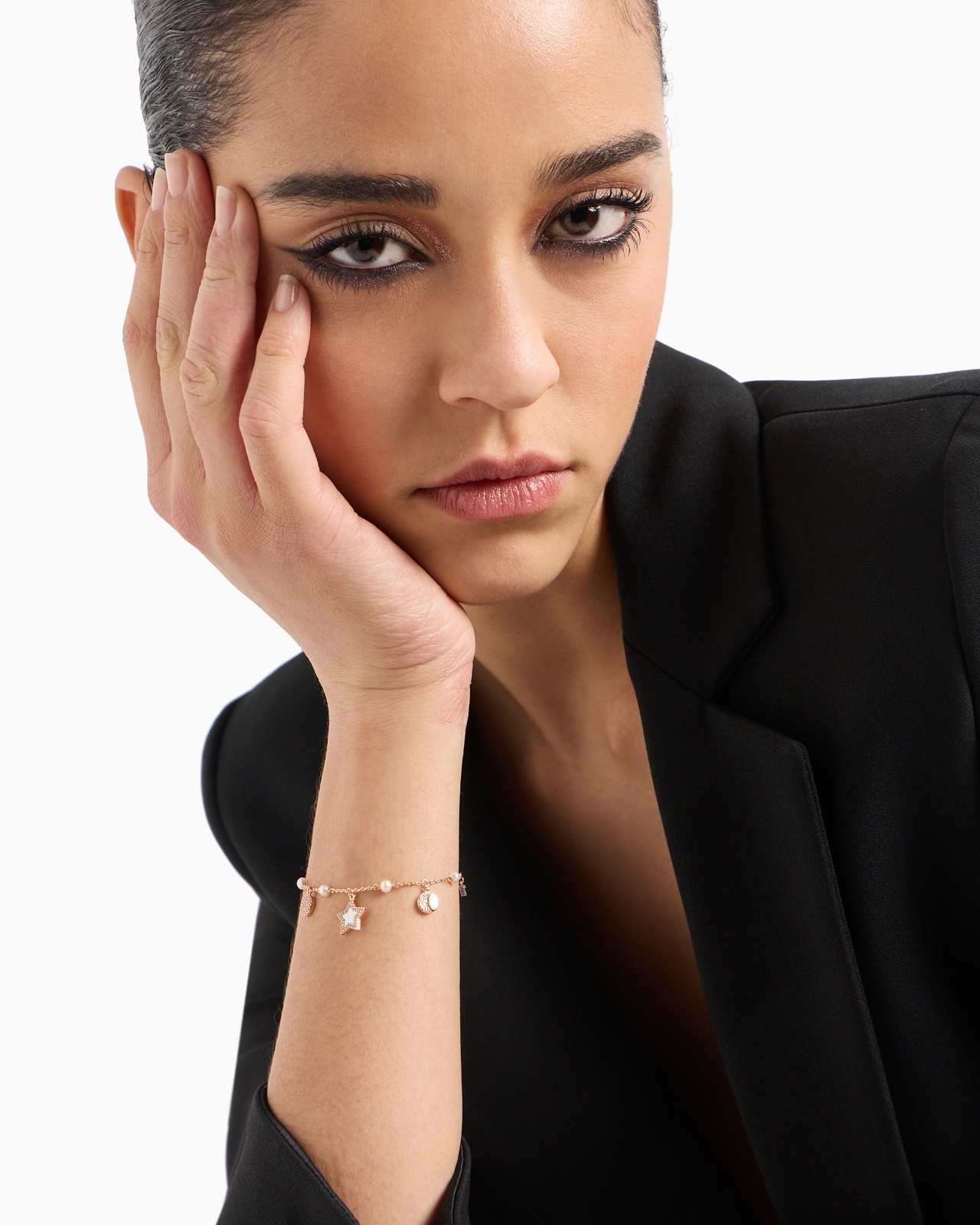 ROSE GOLD-TONE BRASS STATION BRACELET - 2
