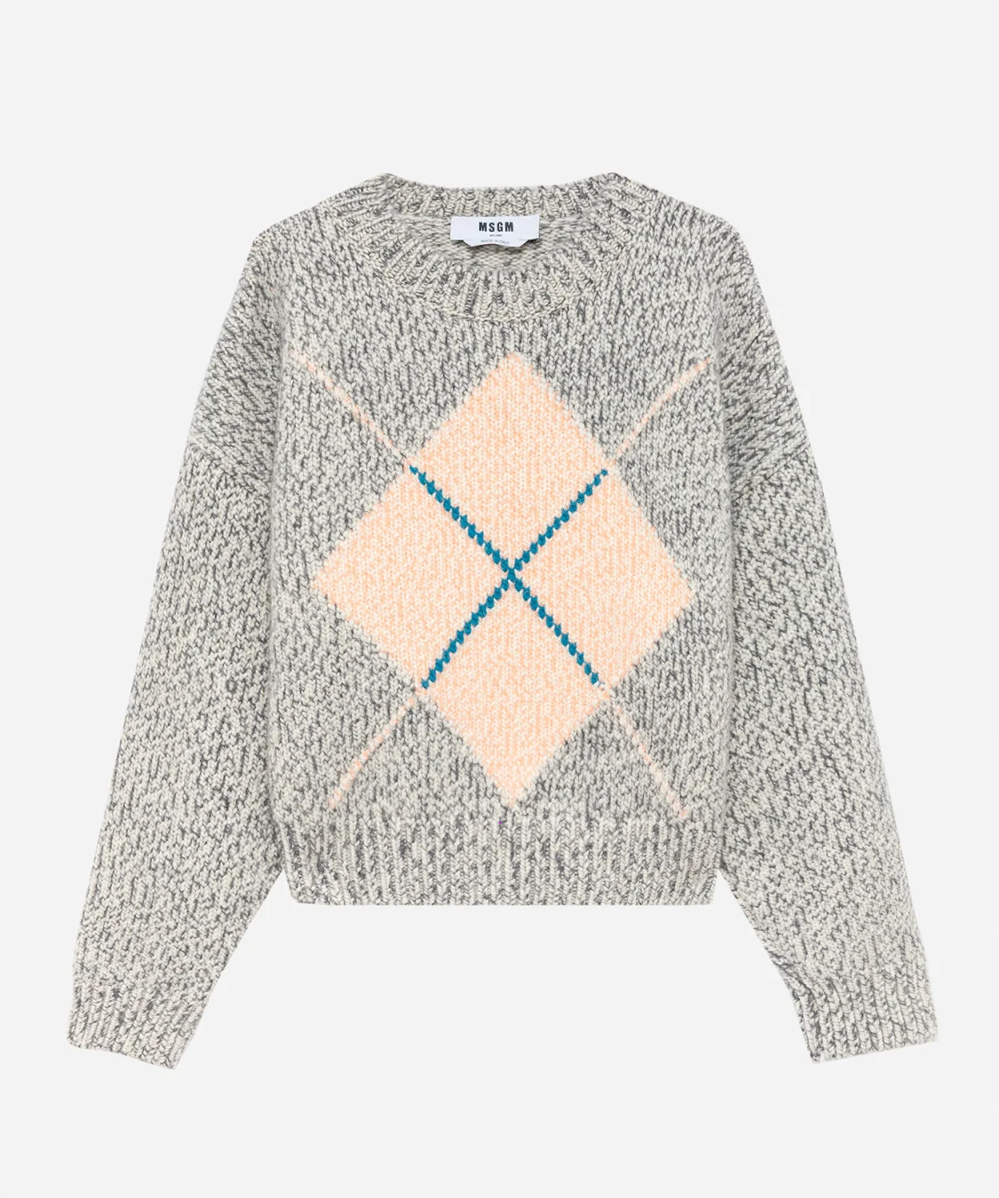 Wool blend sweater with argyle pattern - 1