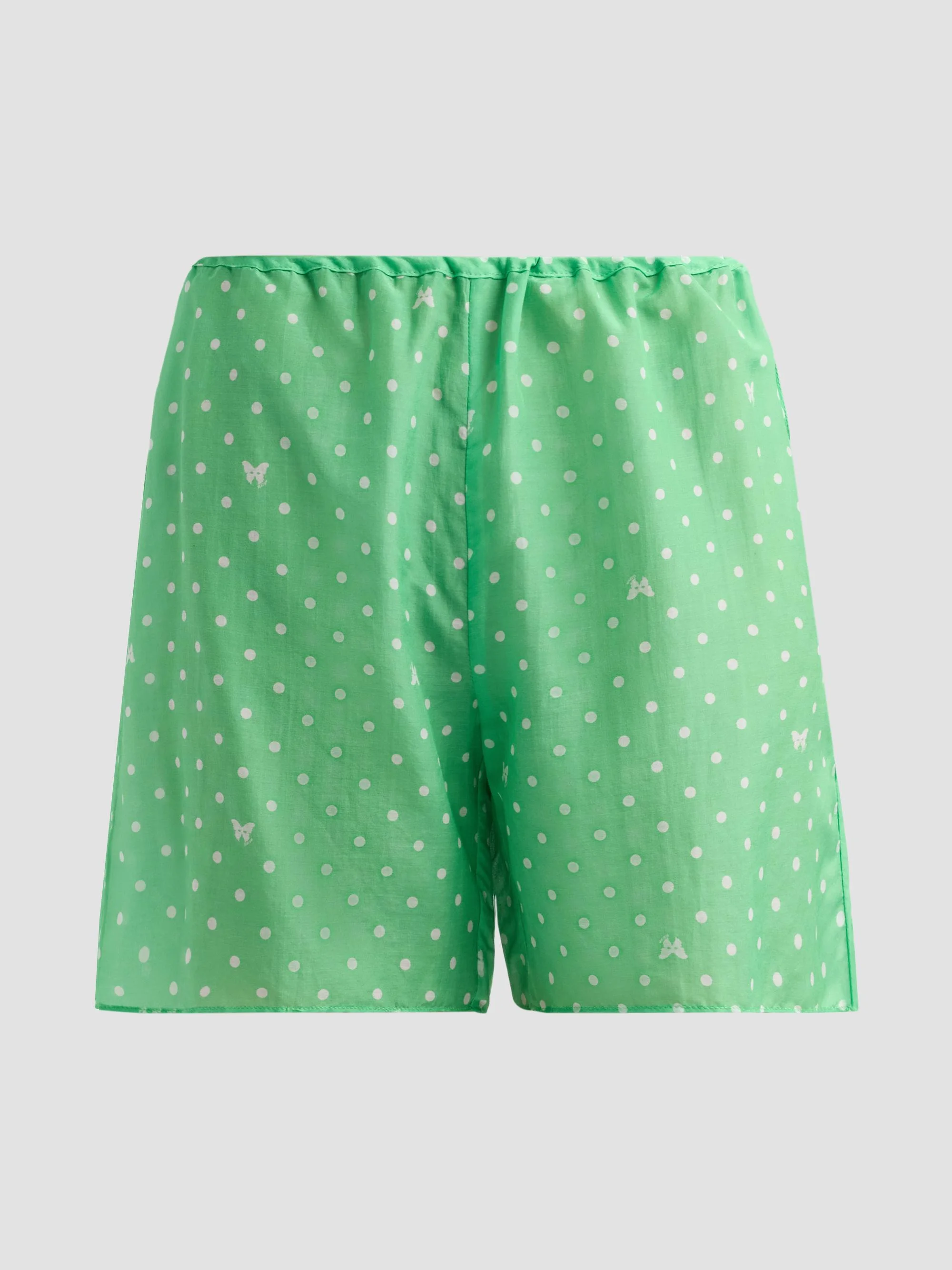 Women's High Summer Kiki Point Cotton-Silk Shorts - Pelouse And Ivory - 1