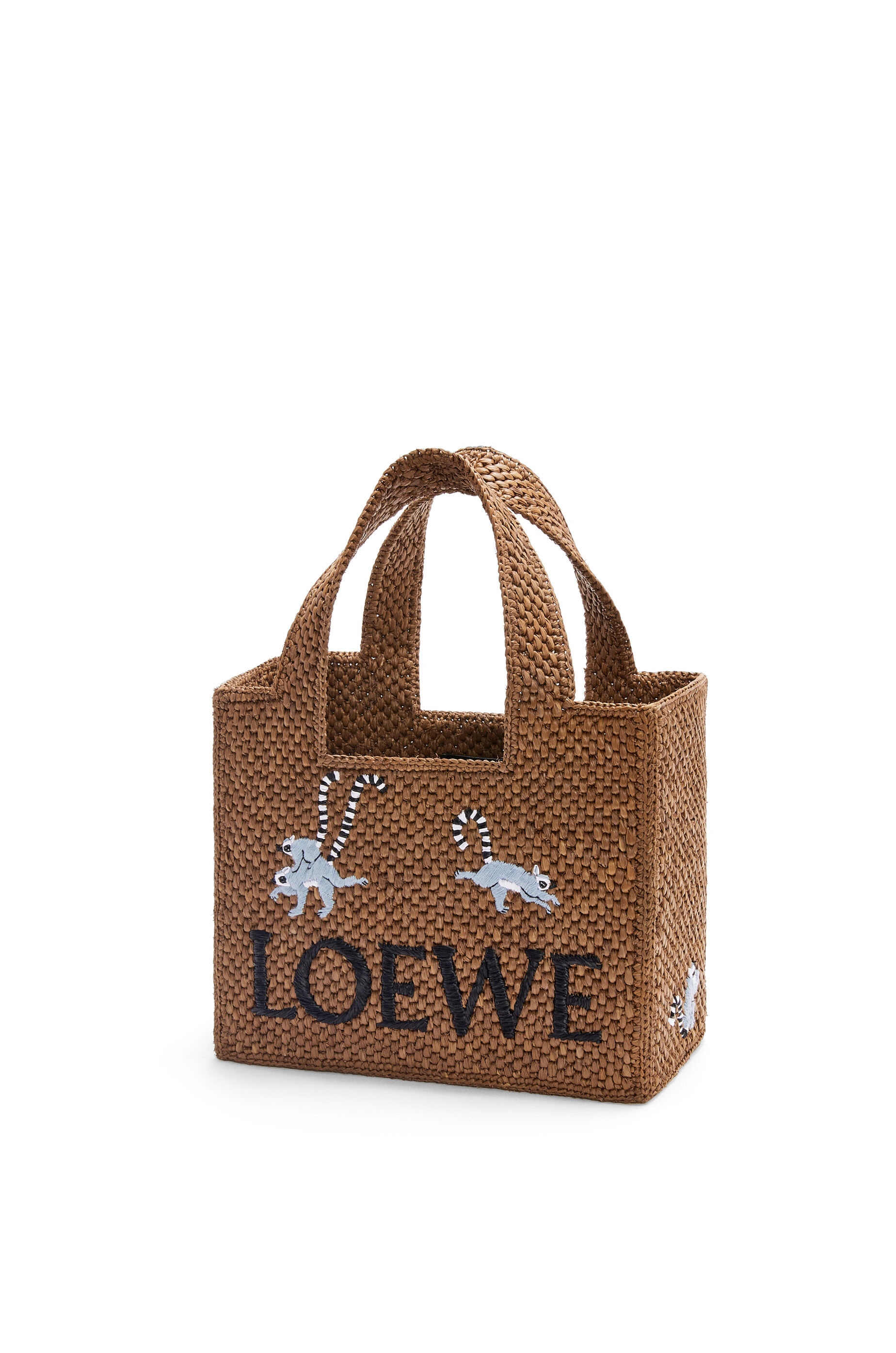 Lemur small Font Tote in raffia - 2