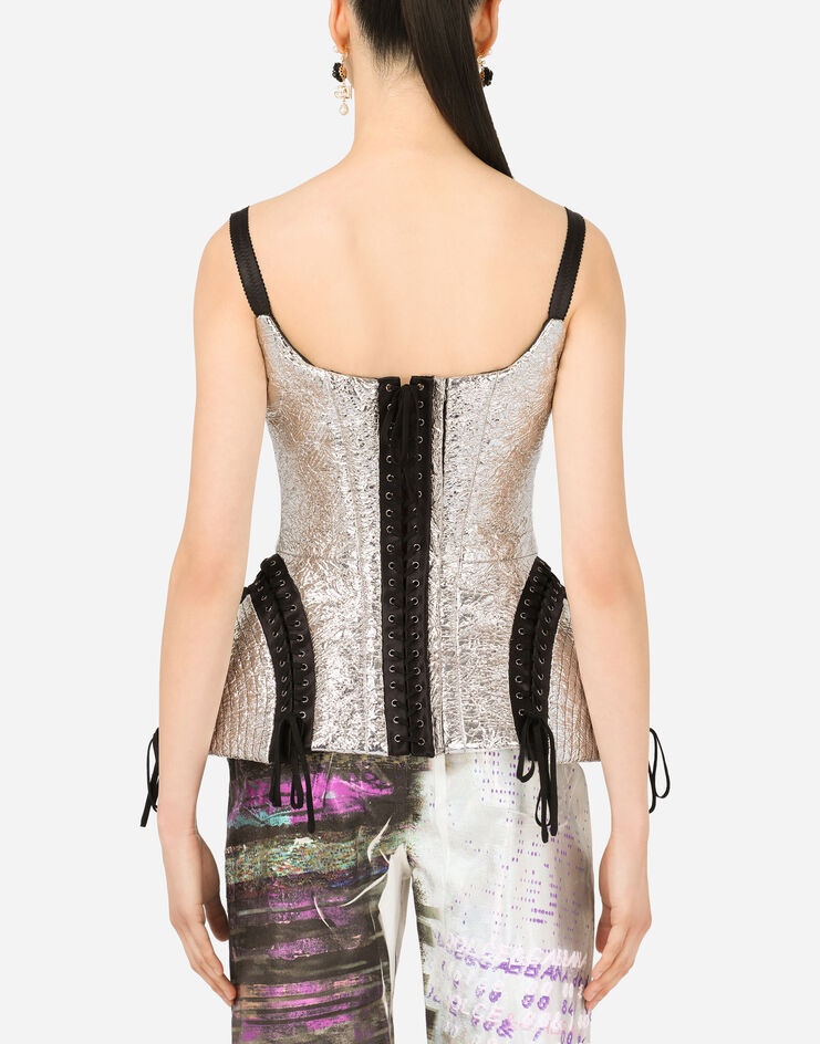 Laminated bustier with laces and eyelets - 2